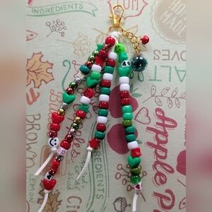 Colorful Christmas Beaded Bag Charm Keychain
